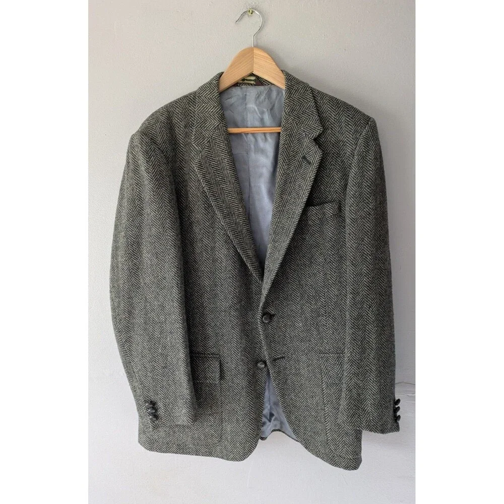 Vintage Farah Clothing Co. Wool Herringbone blazer 40R Jacket, sports coat gray